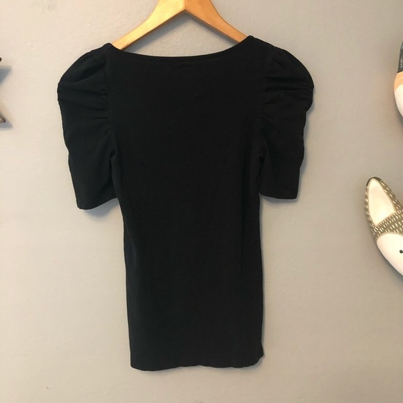 Zara Trafaluc black top poofy shoulder size small - Picture 5 of 6